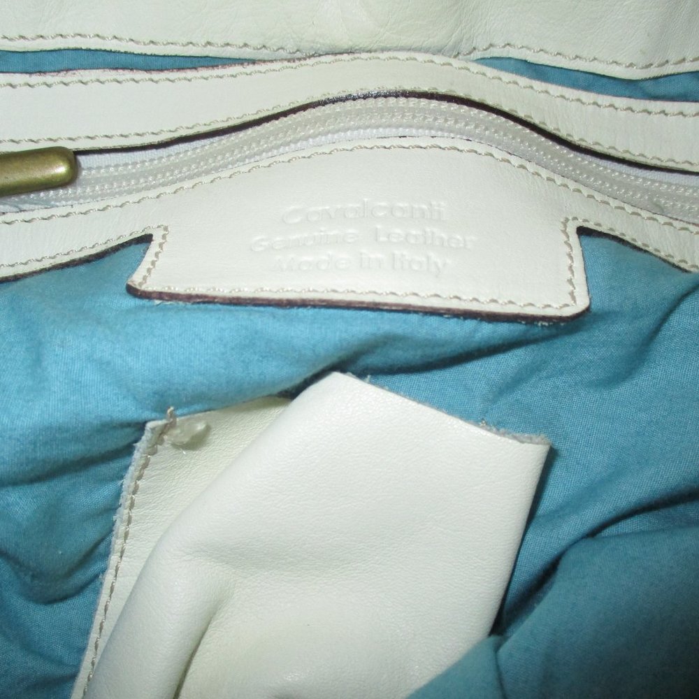 Cavalcanti Italian Leather Purse Bag Tote Cream - Picture 10 of 13